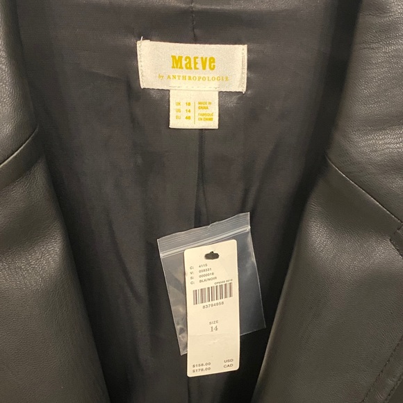 NWT Maeve Eyelet Sleeve Faux Black Leather Jacket Sz 14 MSRP $158 - Picture 3 of 8